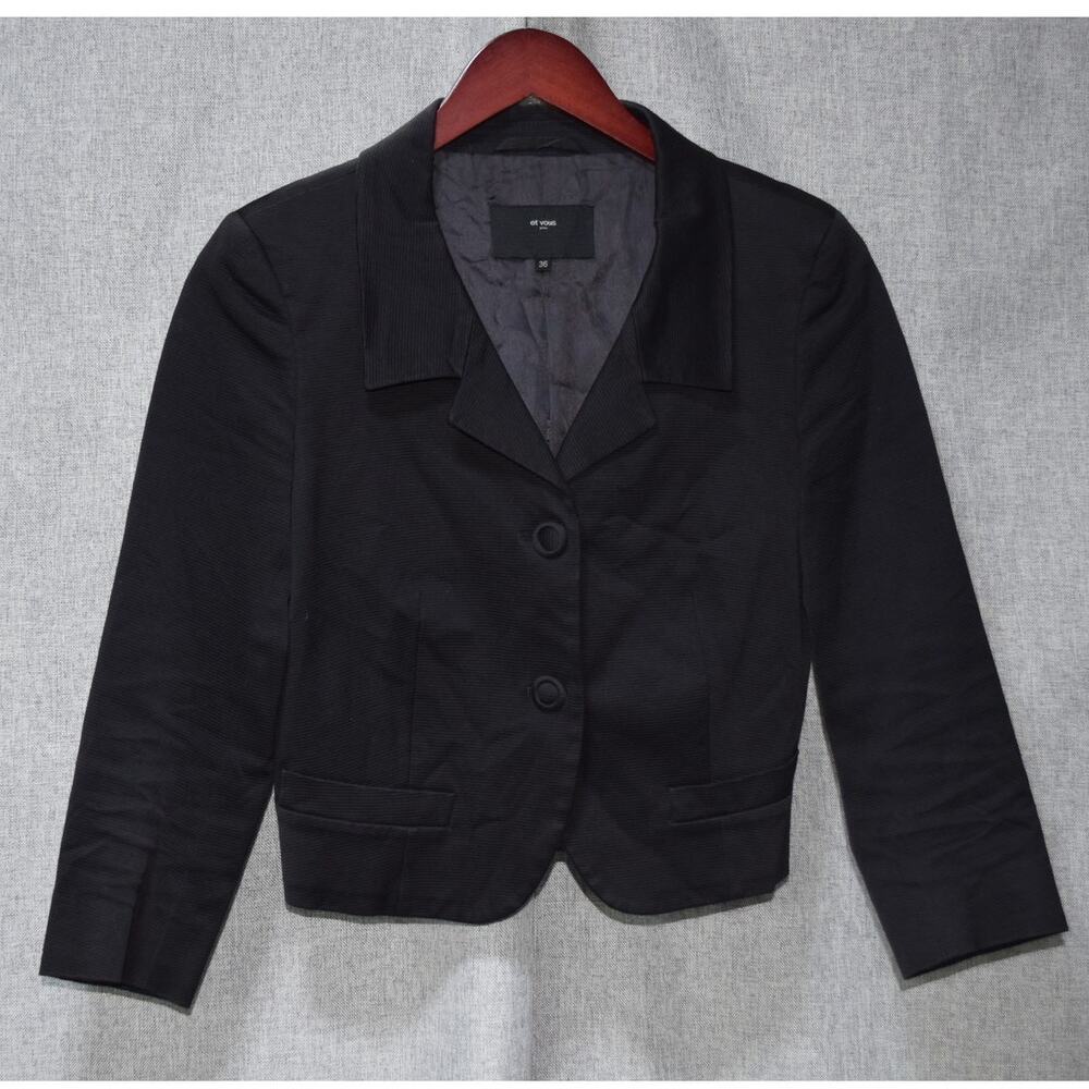 Et Vous Paris Black Cropped Blazer Size 36